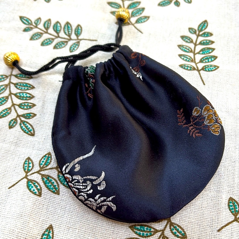 Black embroidered Purse/mini bag